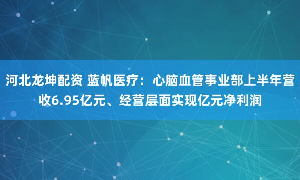 河北龙坤配资 蓝帆医疗：心脑血管事业部上半年营收6.95亿元、经营层面实现亿元净利润